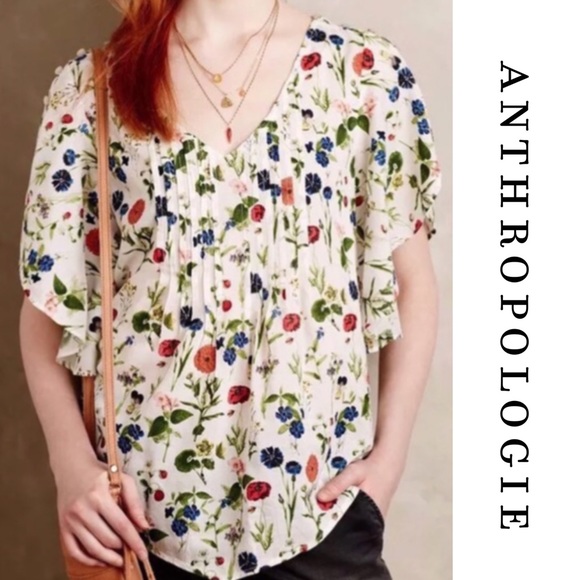 Anthropologie Tops - Anthropologie Maeve Maya Fluttered Sleeves